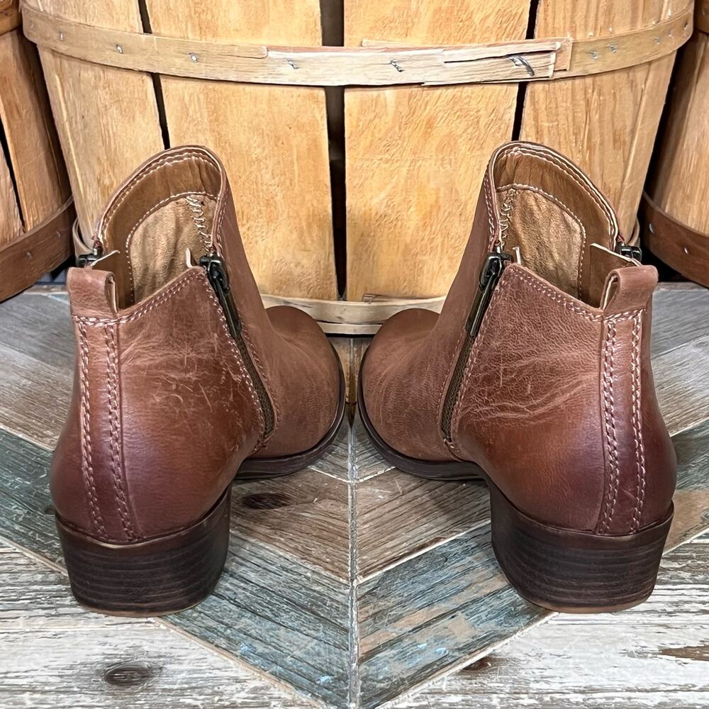 Lucky Brand Basel Tan Brown Leather Double Zip Ankle Boots Womens Size 7.5 - Picture 8 of 12